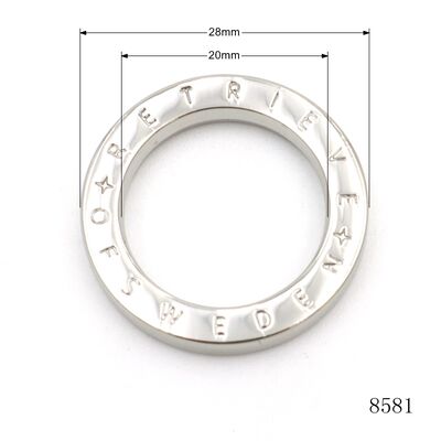 Zinc Alloy 20mm  Flat Square Metal O ring with engraving logo
