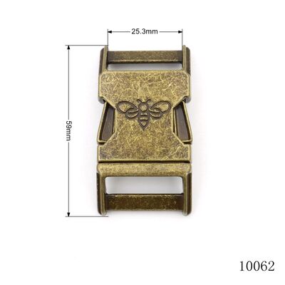 Antique Brass Metal Side Release Buckle 25mm Custom Engraving Logo Dog Collar Metal Buckle