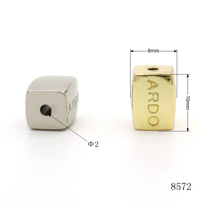 10mm Square Metal Alloy Bead With Text Engraving Custom Bracelet Space Beads