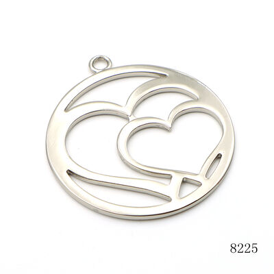 Silver Plated Hollow Heart Metal Charm Pendant 56mm Round Cutout Heart Tag for Bag Accessories