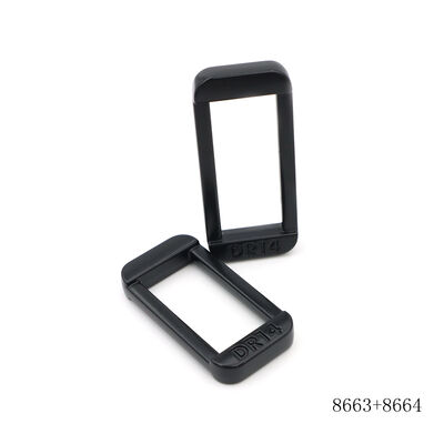 Matt Black Square Shape Metal Buckle Custom Logo Engraved Zinc Alloy Buckle Ring For Handbag Strap