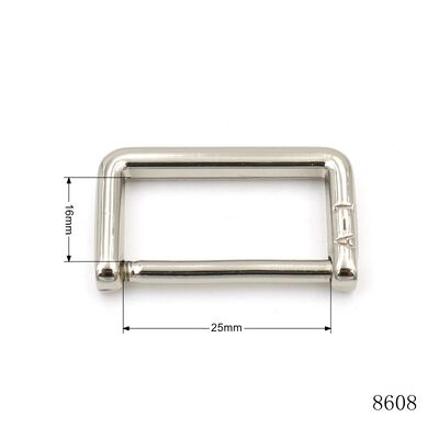 Nickel Polish Zinc Alloy Custom Logo Engraved Metal Screw D Ring Buckle Adjuster For Handbags Decorative