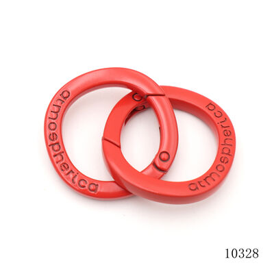 Red Coated Logo Engraved Circle Spring Carabiner Metal Ring Carabiner for Keychain