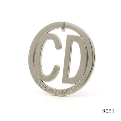 Popular Circle Hollow Letter Metal Charm Custom Logo Tag For Keychain Purse