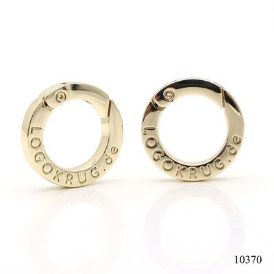 Gold Plated Logo Engraved Circle Carabiner Metal Carabiner Ring For Keychain