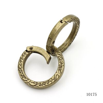 Antique Brass Vintage Style Custom Debossing Logo Snap Gate O Ring For Key Chain