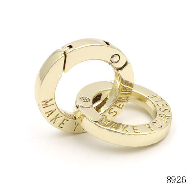 Gold Filled Round Spring Clasp 19.6mm Spring Flat O Ring Carabiner Open for HandBags Accessories