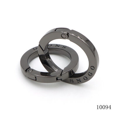 Custom Engraved Logo Gunmetal Finished Spring O Ring Spring Clasp for Bag Hardware