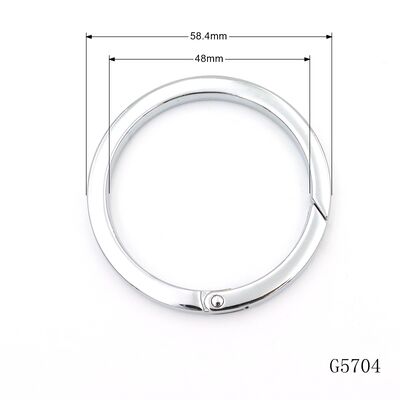 58mm Large Flat Round Spring Open Gate O Ring Carabiner Clasp, Chrome Plated Zinc Alloy Heavy Duty Keychain Connector Hardware