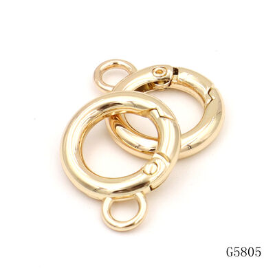 20mm Mini Light Gold Spring O Ring Clip with Small Loop, Openable Circular Spring Keychain Buckle for Key Rings & Bag Charms