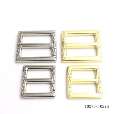 Nickel Gold Plating Custom Logo Engraved Tri-glide Buckle  Zinc Alloy Adjuster Metal Buckle Ring For Handbag Pet Accessories
