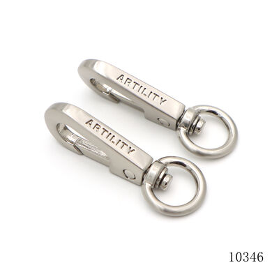 Matt Nickel Customized Logo Engraved Swivel Snap Hook Metal Carabiner Clasp Hooks For Handbag Hardware Accessories