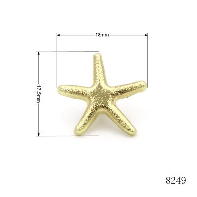 Custom 18mm Gold Plated Sea Star Metal Rivet Studs, Decorative Star Shape Fasteners for Leather Bags & Garments