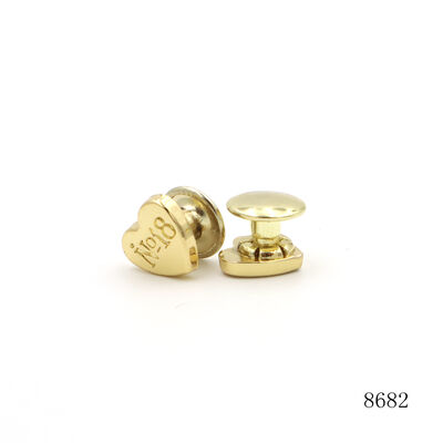 Custom Logo Metal Rivet For Leather 10mm Gold Heart Shape Stud With Engraving