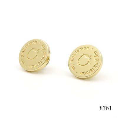 15mm  Gold Plating Logo Engraved Metal Rivet Double Cap Rivet  Zinc Alloy Rivet  For Leather Bag Hardware Accessories