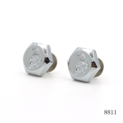 Custom Leather Screw Rivet Hexagon Casting Logo Chrome Plated Metal Studs