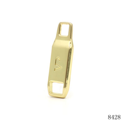 Square Custom Gold Logo Engraved Metal Zip Puller  For Handbags Hardware Accessories