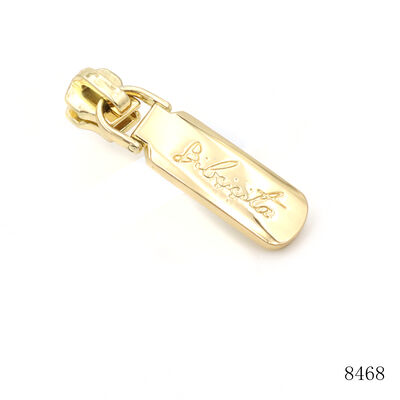 Custom shaped Logo Engraved Gold Plated  Metal Zip Puller Tag For Handbags Hardware Accessories