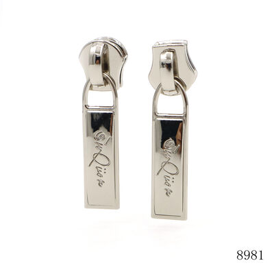 Bag Accessories Metal Zipper Puller Custom Logo Shape Zip Pull Charm with 5# Slider for Clothing