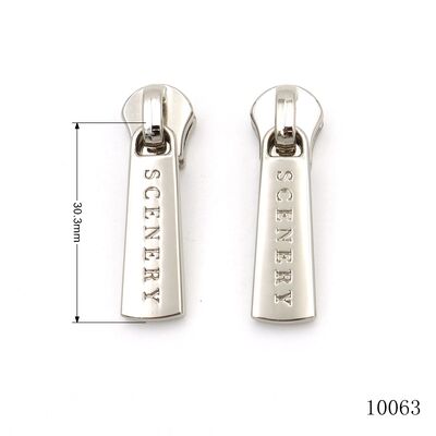 Nickel Logo Engraved Metal Zipper Puller Customized Shape Size Metal Zipper Puller Label For Handbag