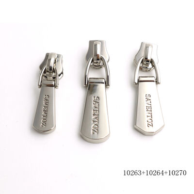 Brand Logo Engraved Nickel Gold Metal Zipper Puller Accessories Customized Long Shape Logo Engraved Metal Logo Zipper Puller Label For Handbag