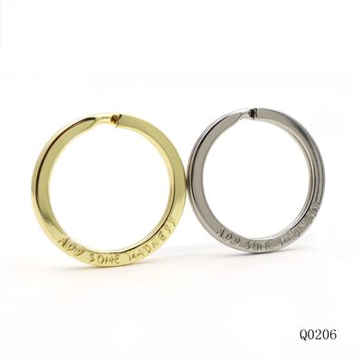 30mm Custom deboss logo Flat split o ring gold silver iron metal keychain O ring