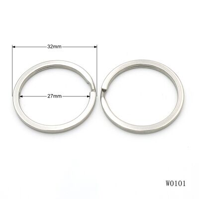 32mm Stainless Steel Flat Split Key Ring - Rust-Free Heavy-Duty O Ring with Custom Engraving & Chain Option