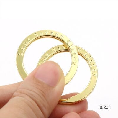 Shiny Gold Plated Split Ring Metal Key Chain Key Ring Custom Logo Rusty-Proof Keyring