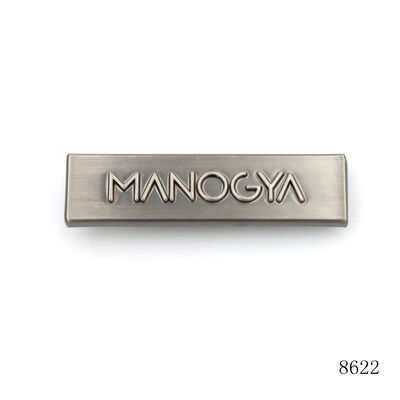 38mm Brushed Gunmetal Rectangle Bag Metal Label Plate Custom Metal Embossed Logo Name Plate