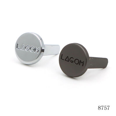 Custom Small Metal Disc Logo Plate With Prong Matte Black Chrome Plated Tiny Logo Tag