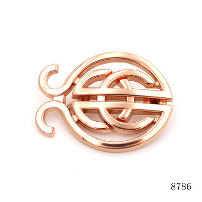 Custom Hollow Out Bag Hardware Metal Logo Tag Rose Gold Brand Plate with Rivet Studs for Leather Bags