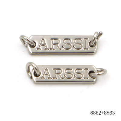 Custom Engraved Metal Brand Tag 18mm Zinc Alloy Logo Plate with Loops for Wine Bottle Chain Tag