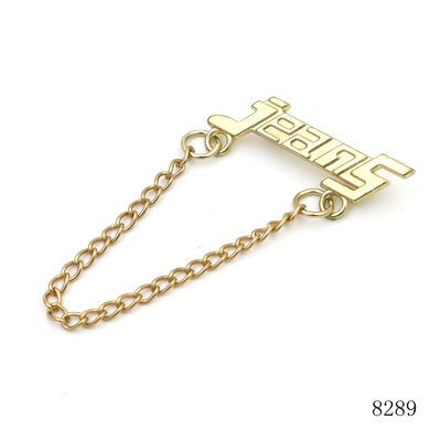 Custom Logo Label Metal Tag with Chain Metal Charm Tag for Clothing Key Chain Label Tag