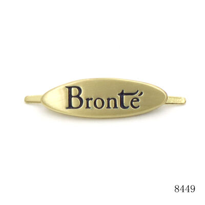 Bag Parts Accessories Cap Hat Logo Label Engraving Gold Plated Metal Logo with Iron Prongs