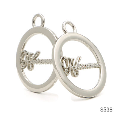 Silver Plating Bag Key Chain Metal Circle Hang Tag Custom Metal Charm Tag Plate with Personalized Design 