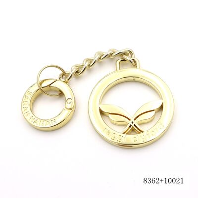 Fashion Design Metal Key Chain Tag Charm Luxury Hollow Metal Logo Label Customized Bag Charm