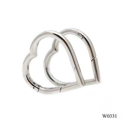 30mm Heart  Shape Stainless Steel Spring Ring Quality Carabiner Keychain DIY Accessories