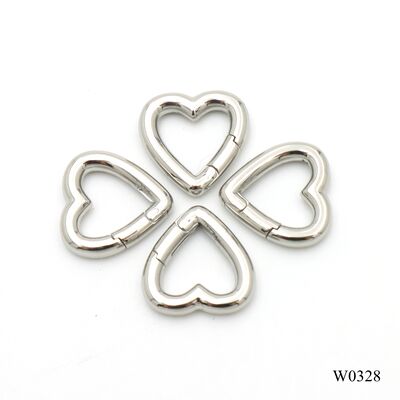 Quality Stainless Steel Heart Shape Spring Ring Key Chain Clasp Carabiner Ring Snap Spring Clip