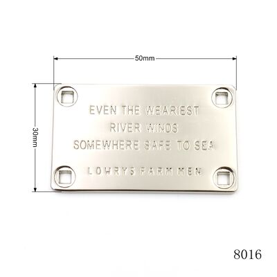 Bag Parts & Accessories Metal Square Plate Label Custom Logo Tag OEM / ODM