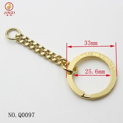 Quality Metal Key Chain Key Ring Custom Logo Metal Split Ring with Chain One Inch Keychain Rings