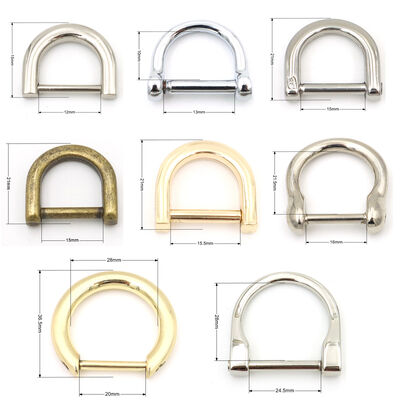 Light Gold Open D Ring 15.5mm Flat D Rings Detachable Mirror Finish