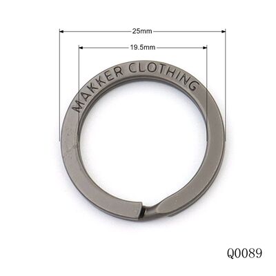 Matte Black 25mm Flat custom logo split key ring