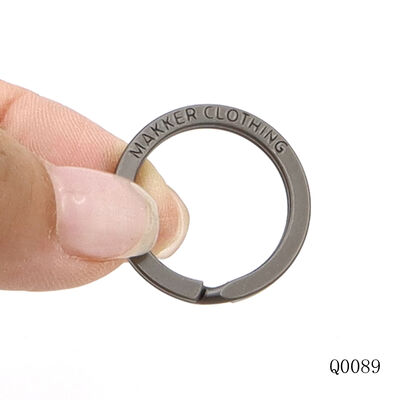 Matte Black 25mm Flat custom logo split key ring