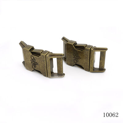 Antique Brass Metal Side Release Buckle 25mm Custom Engraving Logo Dog Collar Metal Buckle