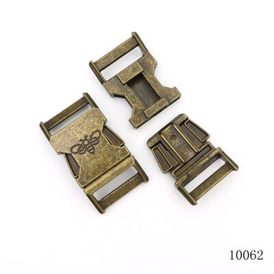 Antique Brass Metal Side Release Buckle 25mm Custom Engraving Logo Dog Collar Metal Buckle