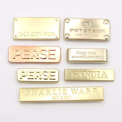 Rectangle Matte Silver Plating Metal Logo Label Plate Custom Engraved Name Plate for Bags
