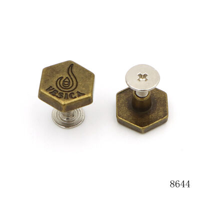 12mm Bag Rivets Customized Leather Studs Hexagon With Branding Name
