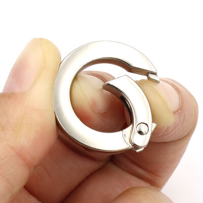 17mm Metal Spring O Ring Open Gate Round Carabiner Clasp Flat