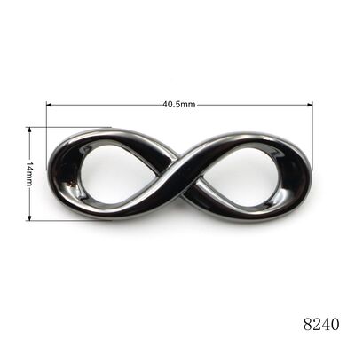 Polished Infinity Shape Custom Metal Logo Plate Design Metal Logo For Bags