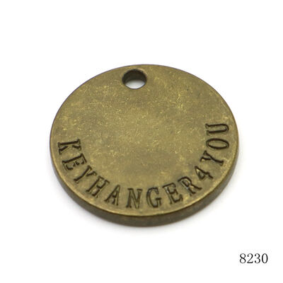 23.5mm Round Antique Brass Circle Label Tag Custom Engraved Metal Charm Logo Tag for Branding